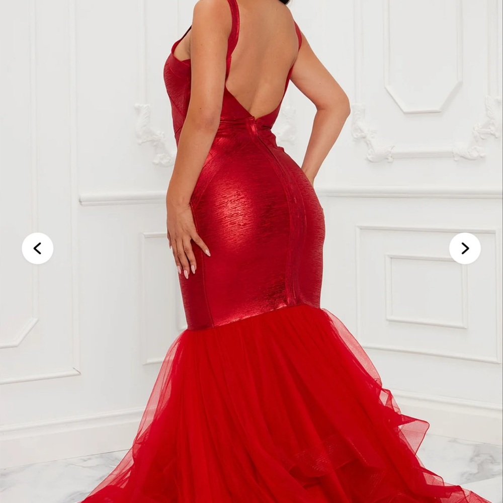 Fashion Nova Red Backless Mermaid Dress